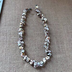 Shell pieces curled spiral vintage screw clasp necklace